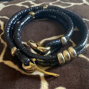 Vintage Black and Gold tone Snakeskin Belt